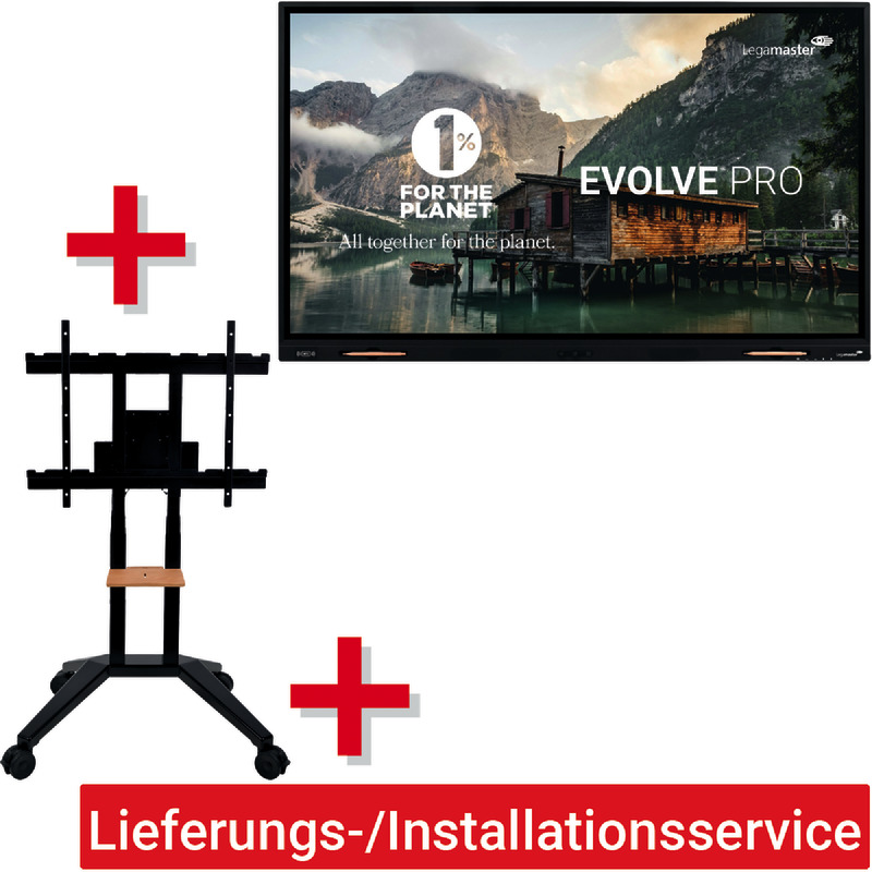 Legamaster Evolve PRO 75“ + Rollstativ höhenverst. + Kabel + Lieferungs-/Installationsservice