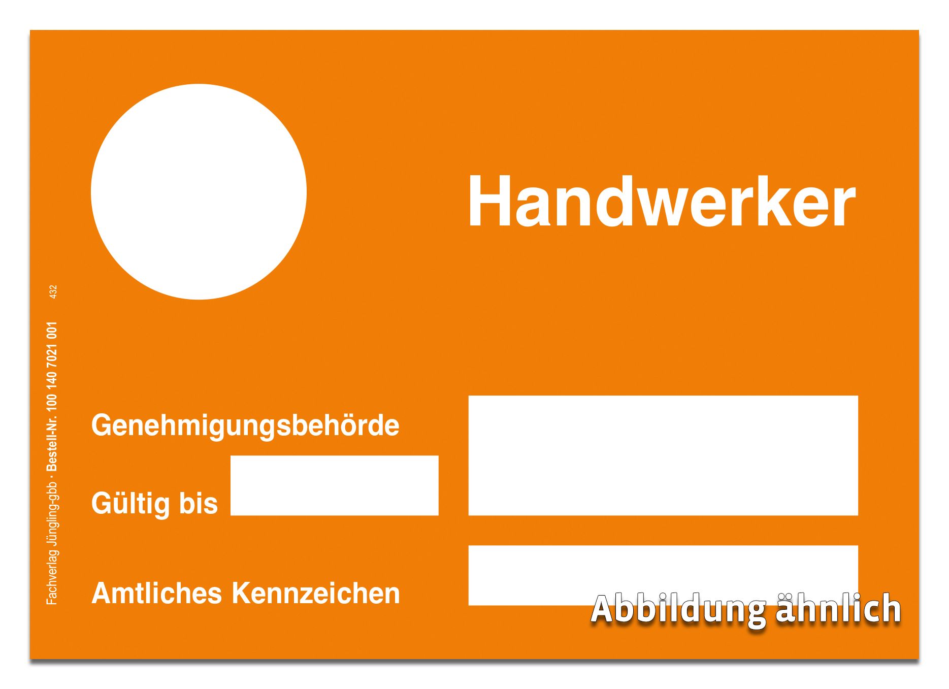 Parkausweis für Handwerker, orange