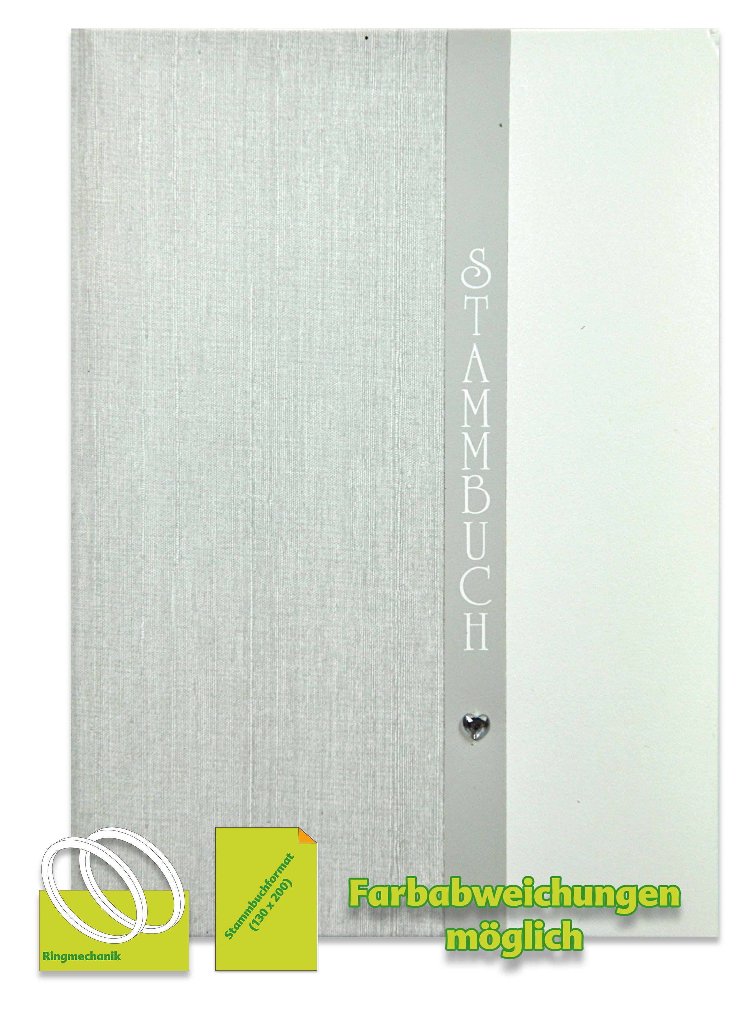 Stammbuch LENYA, grau/weiß, Ringmechanik