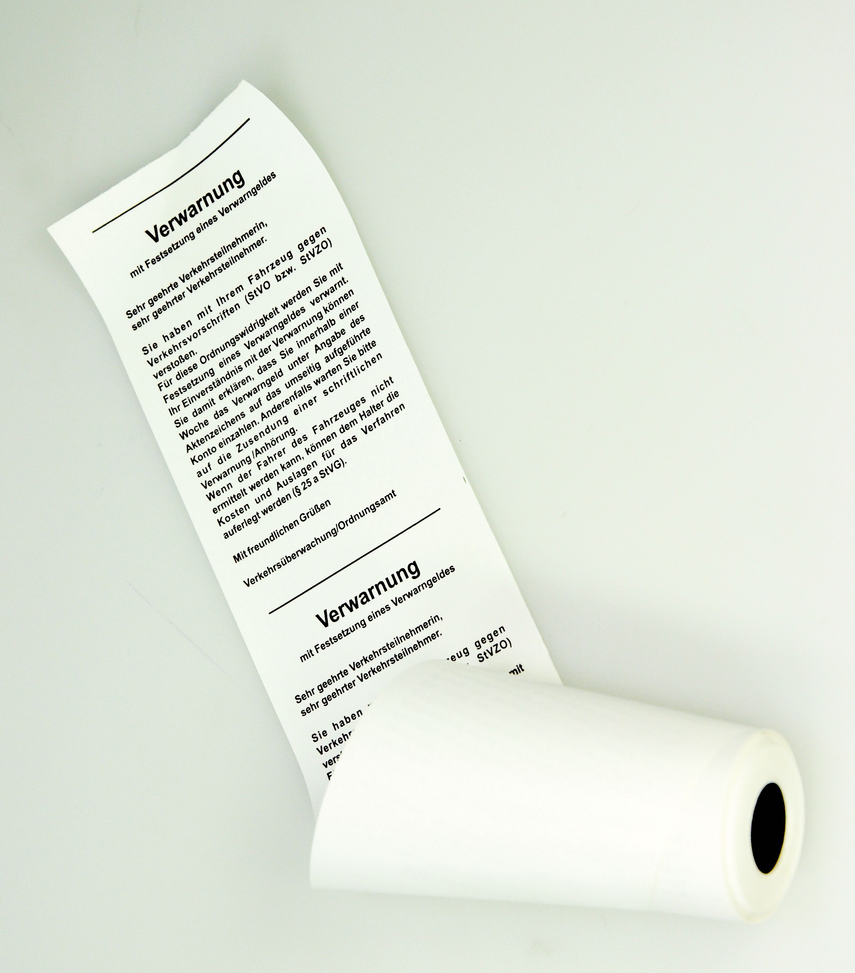 Thermopapier mit Verwarntext für MobDat Geräte, wetterfest