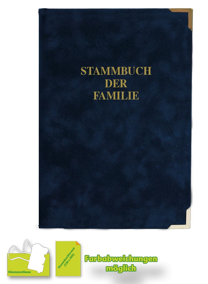 Stammbuch Alcan-Velour navy mit Klemmschiene