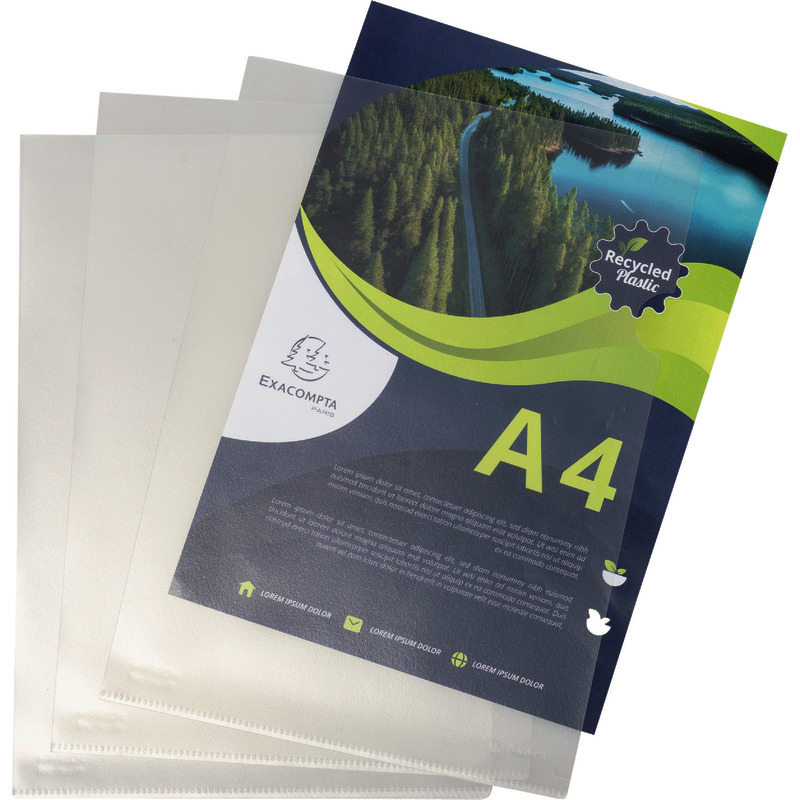 EXACOMPTA Sichthüllen Forever® Recycled PP, 0, 12 mm, oben/rechts offen, DIN A4, transparent, Packung: 100 Stück
