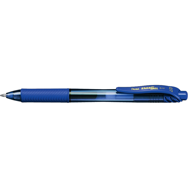 Pentel Gel-Tintenroller EnerGEL BL107, mit Druckmechanik, Packung: 12 Stück - blau