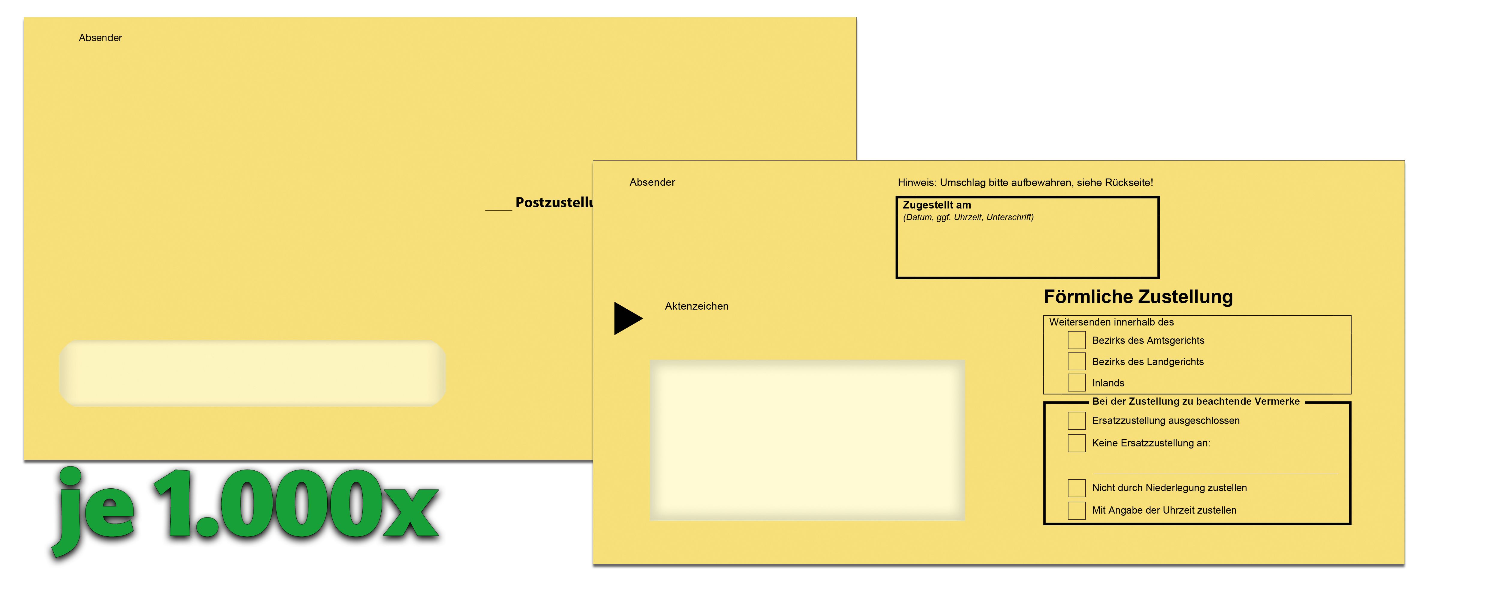 Zustellungs-Paket für Gerichtsvollzieher und Behörden ohne PZU