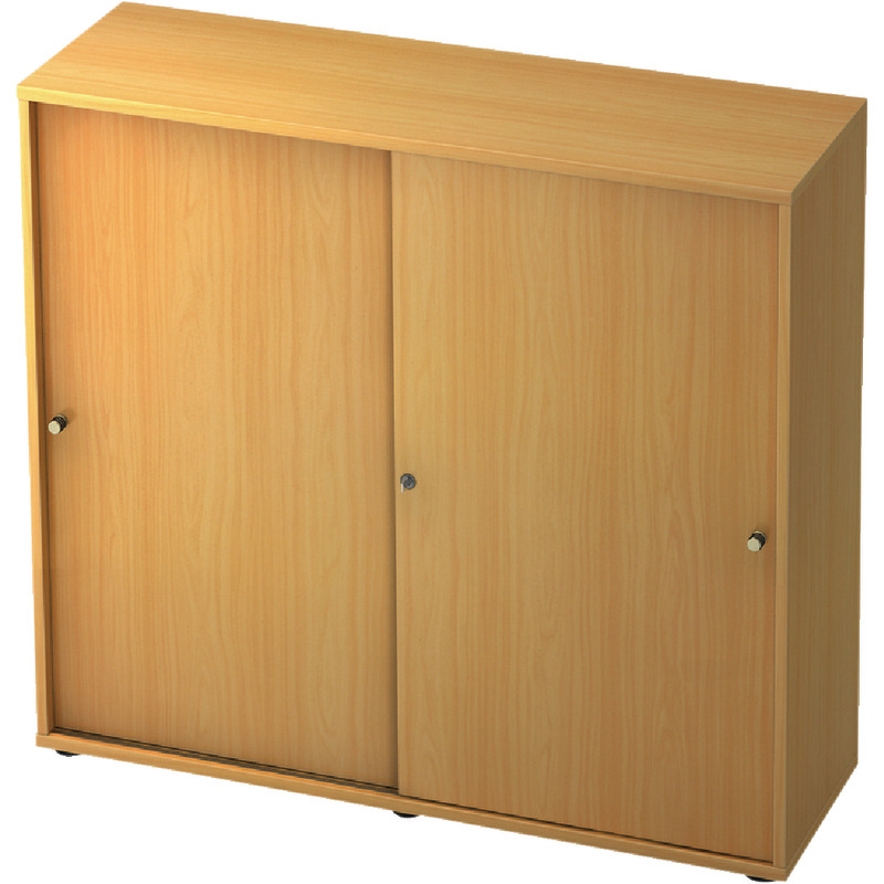 SoldanOffice Schiebetürenschrank PROFI, 3 Ordnerhöhen, B x H x T: 1.200 x 1.143 x 420 mm - Buche Dekor