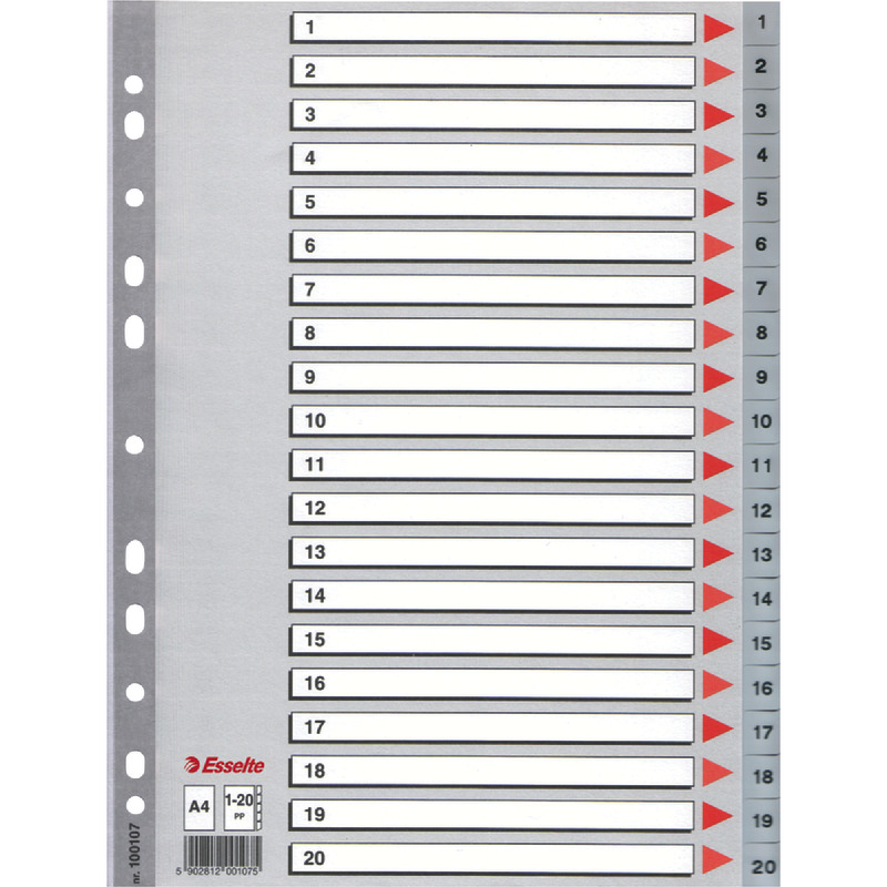 Esselte Kunststoff-Register, Taben 1-20