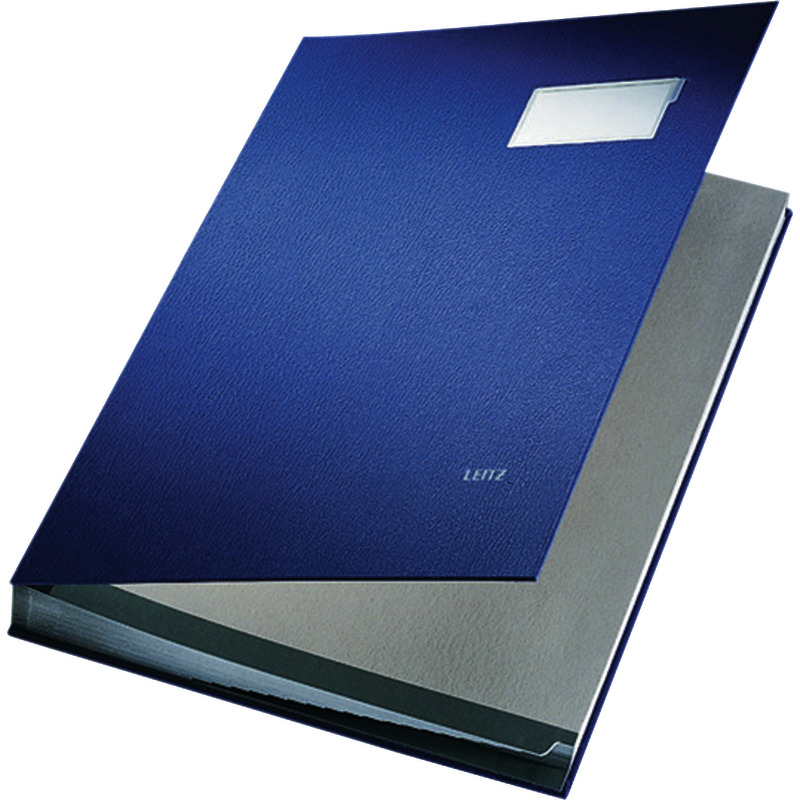 LEITZ Unterschriftenmappe 5700 A4, 20 Fächer, Hartpappe mit Kunststoffbezug - blau