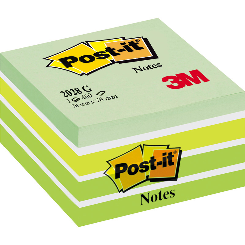 Post-it® Notes Würfel, Grün, 76 mm x 76 mm, 450 Blatt/Block, 1 Block/Packung - grün