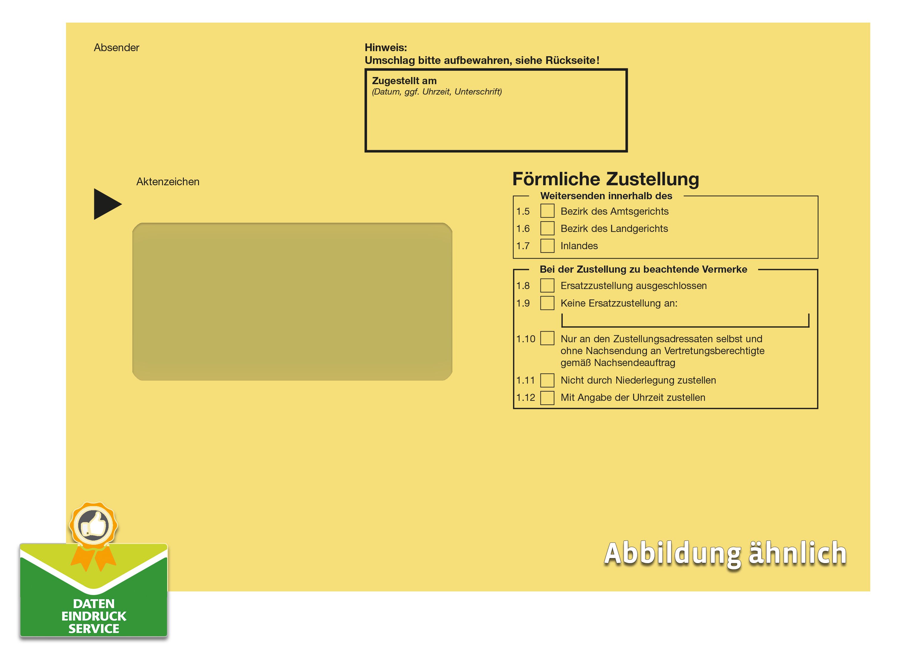 Förmliche Zustellung: Innerer Umschlag, haftklebend, C5, mit Fenster