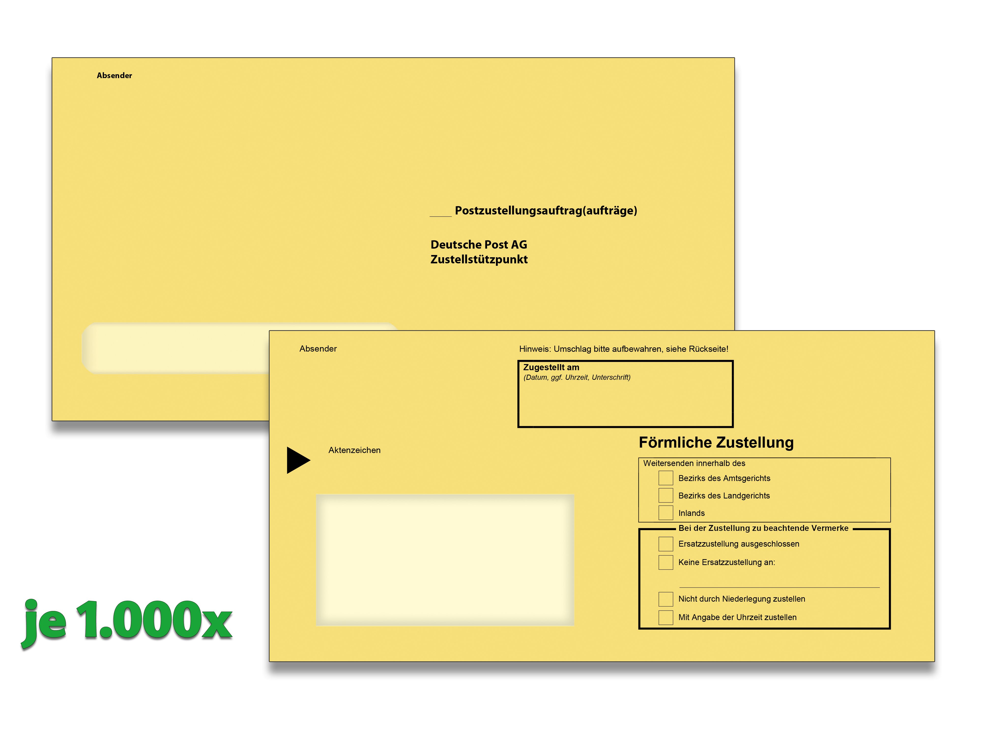 Zustellungs-Paket für Gerichtsvollzieher und Behörden, ohne PZU