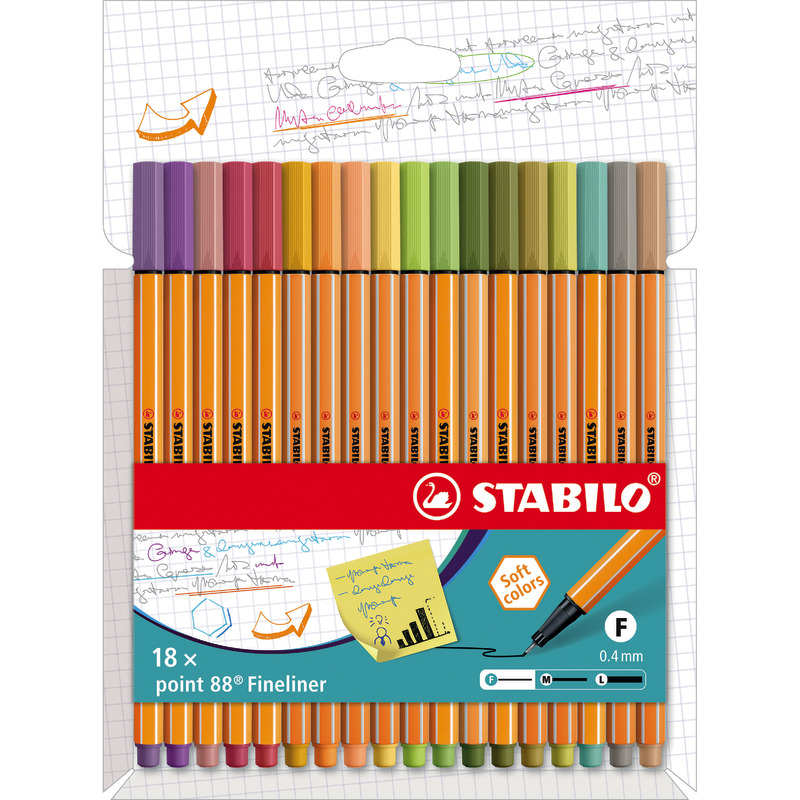 STABILO Fineliner POINT 88 Soft colors, 18er Kartonetui