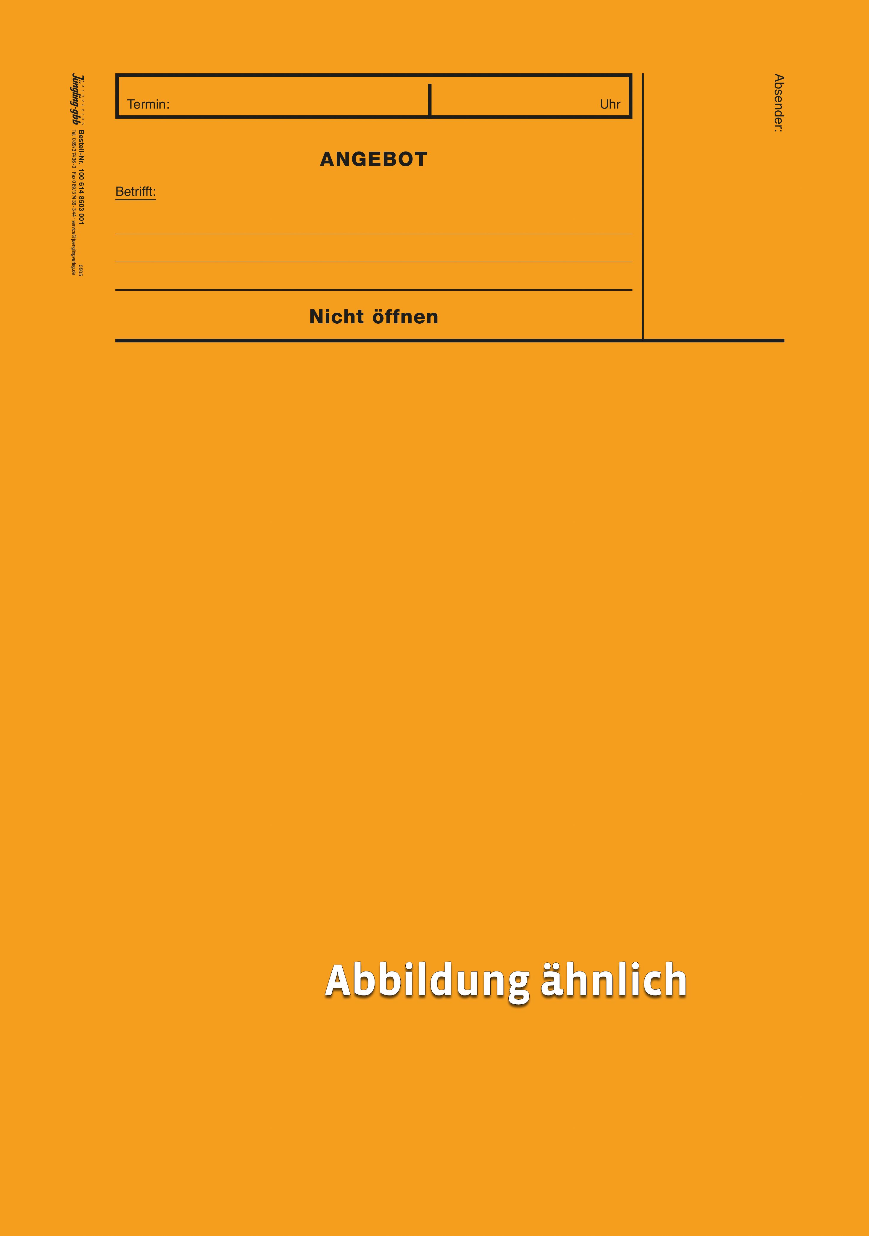 Angebotsumschlag, Kuvert B 4 (Hochformat), orange