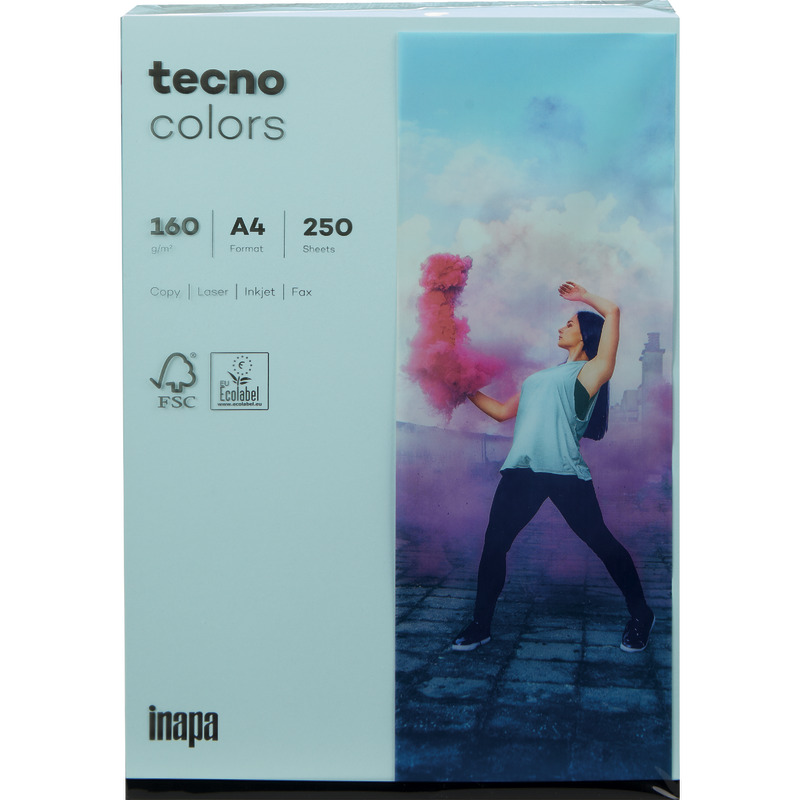 Kopierpapier tecno® colors, DIN A4, 160 g/m², Pack: 250 Blatt - hellblau