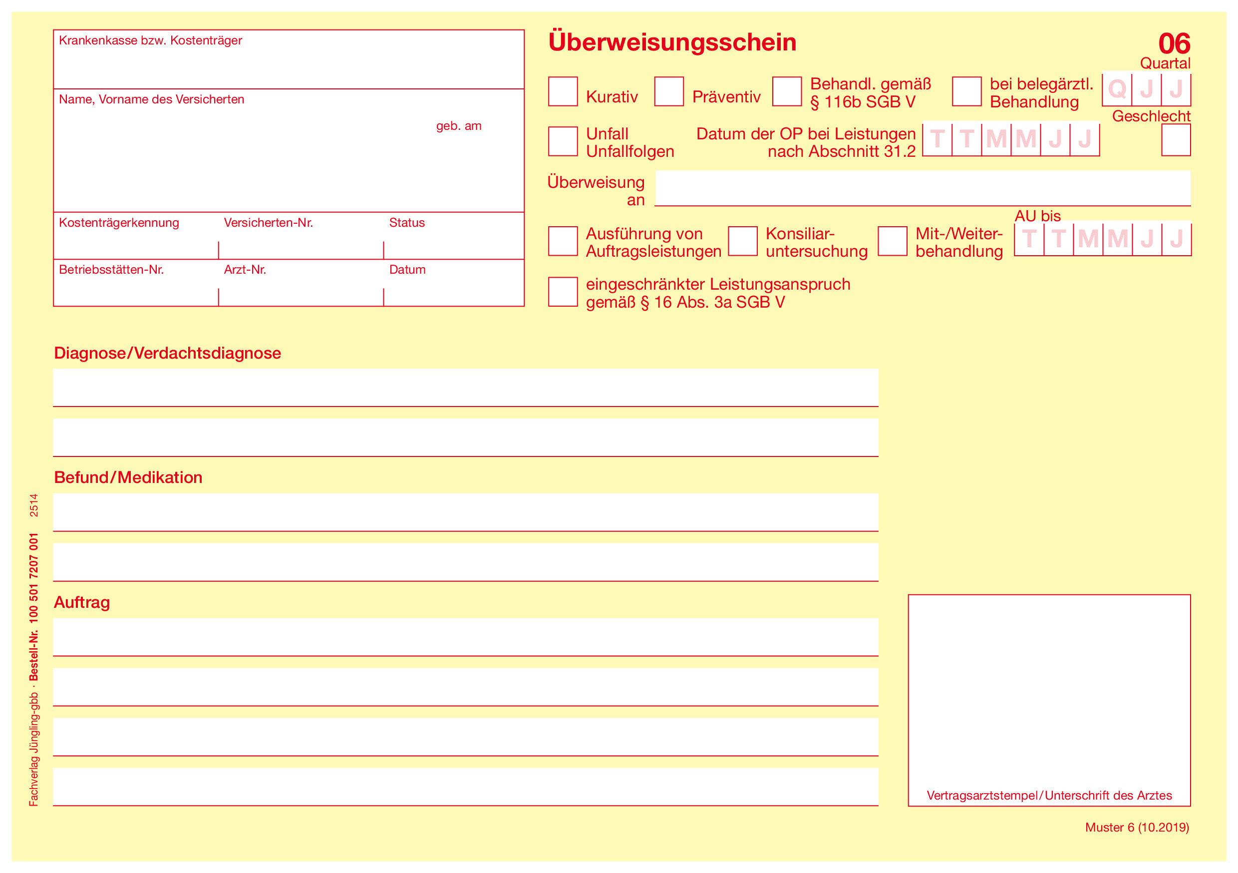 Überweisungsschein für Kassenärzte, A5 quer, 2-farbig