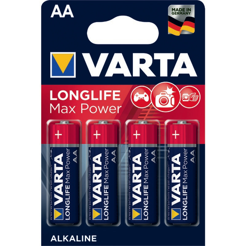 VARTA Batterien LONGLIFE MAX POWER, Mignon LR06 (AA), Packung: 4 Stück