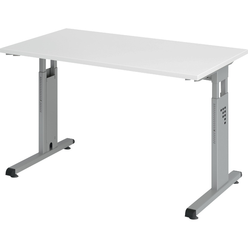 SoldanOffice Schreibtisch C-Fuß 1.200 x 670 mm, Gestell silber - weiß