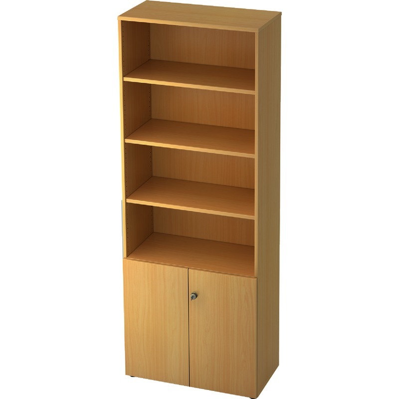 SoldanOffice Aktenschrank PROFI, 6 Ordnerhöhen inkl. 4 Regalelementen, B x H x T: 800 x 2.200 x 420 mm - Buche Dekor