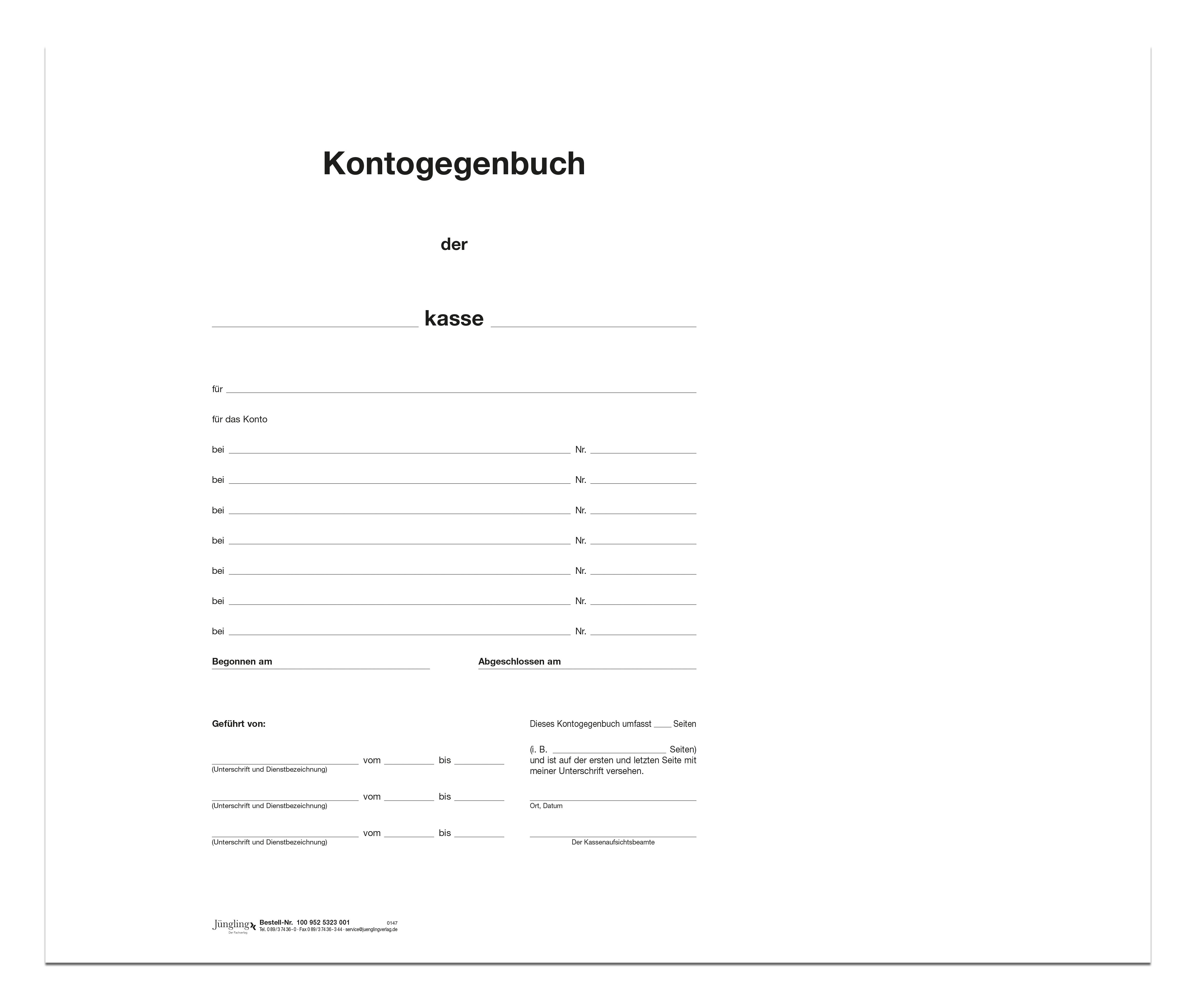 Kontogegenbuch 6-spaltig - Titelbogen, Sonderformat 4-seitig