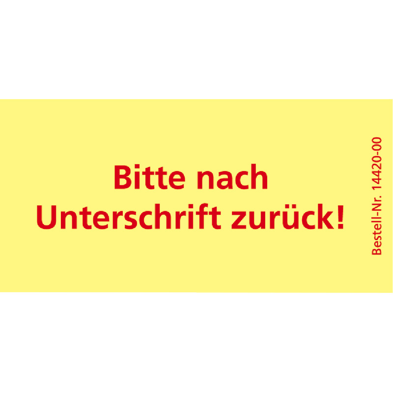 SoldanPlus Bedruckte Haftnotizen: Bitte nach Unterschrift zurück!