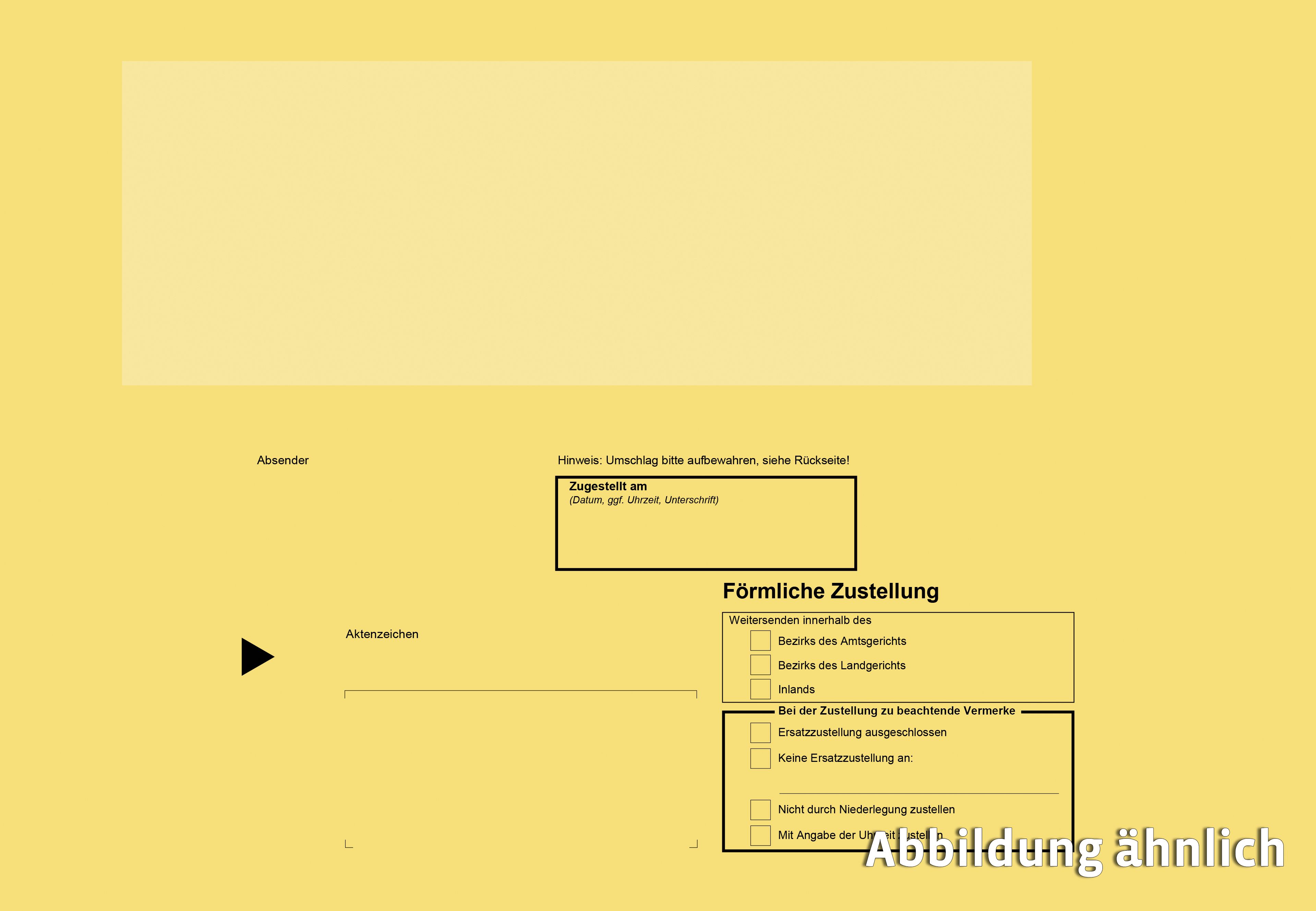 Förmliche Zustellung: Innerer Umschlag ohne Fenster, 225 x 325 mm, mit Dokumentenhülle