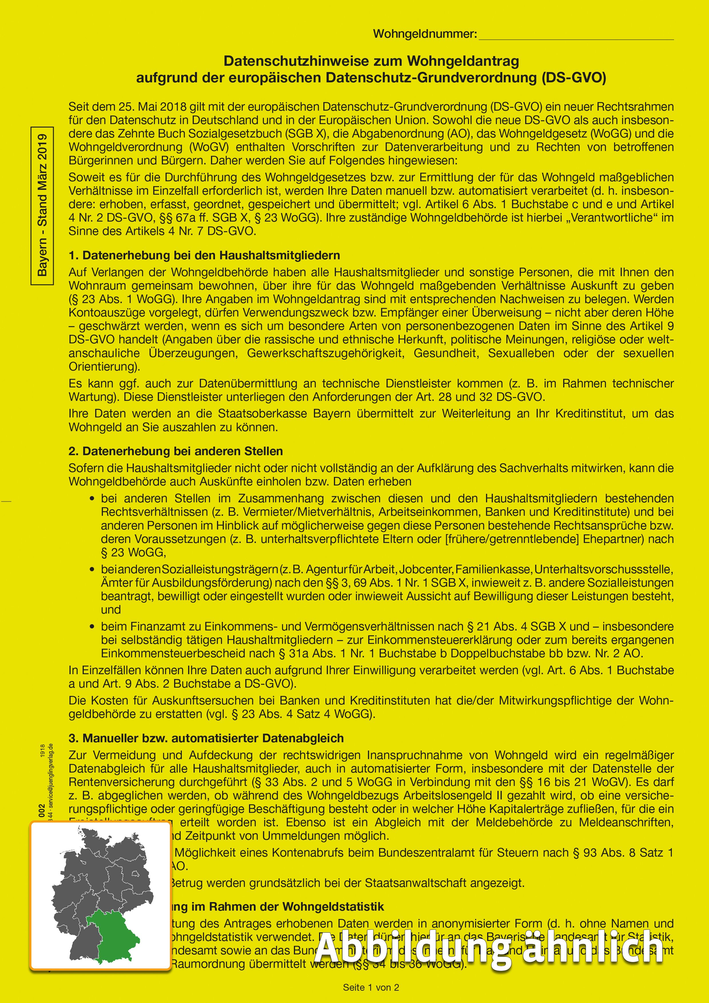 BY-Informationsblatt zur Europäischen Datenschutz-Grundverordnung, A4, 2-fach, gelb