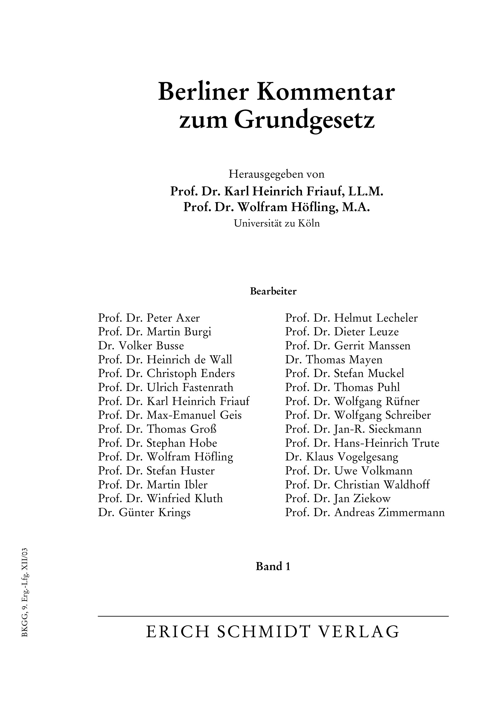 Berliner Kommentar zum Grundgesetz - mit Fortsetzungsbezug