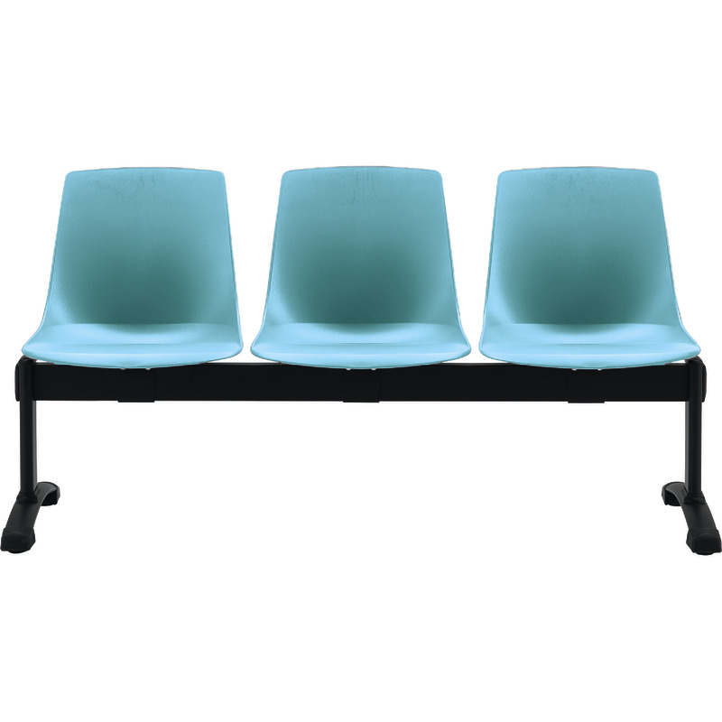 Bisley Traversenbank BLOOM mit Sitzen aus Kunststoff, 3-Sitzer - hellblau
