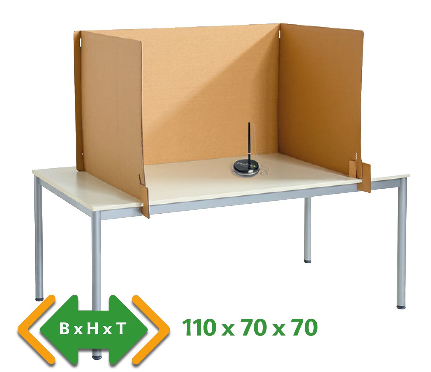 Tischwahlkabine aus Wellpappe, 110 cm breit Tischwahlkabine aus Wellpappe, 110 cm breit