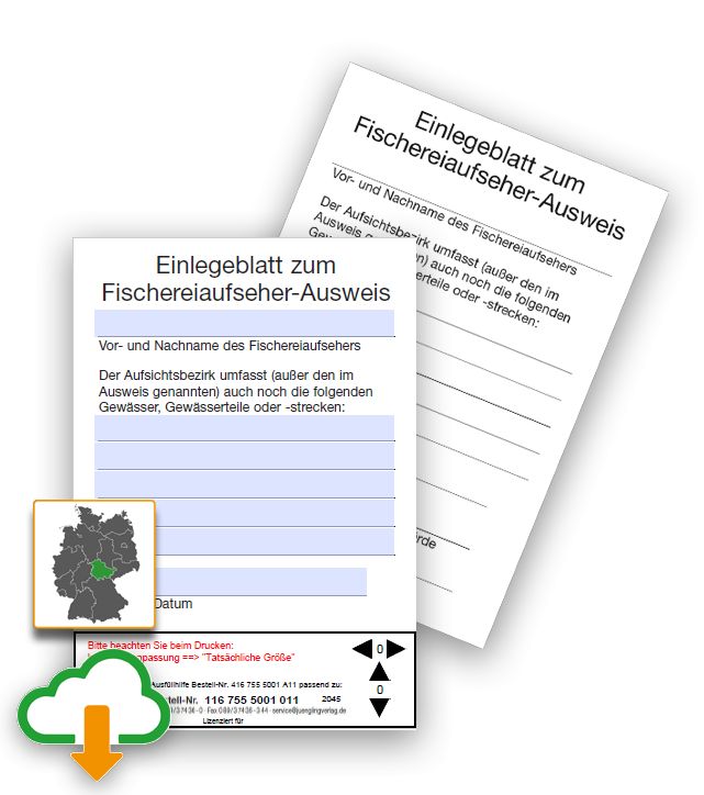 PDF Ausfüllhilfe für Einlegeblatt Dienstausweis Fischereiaufseher, A7, weiß