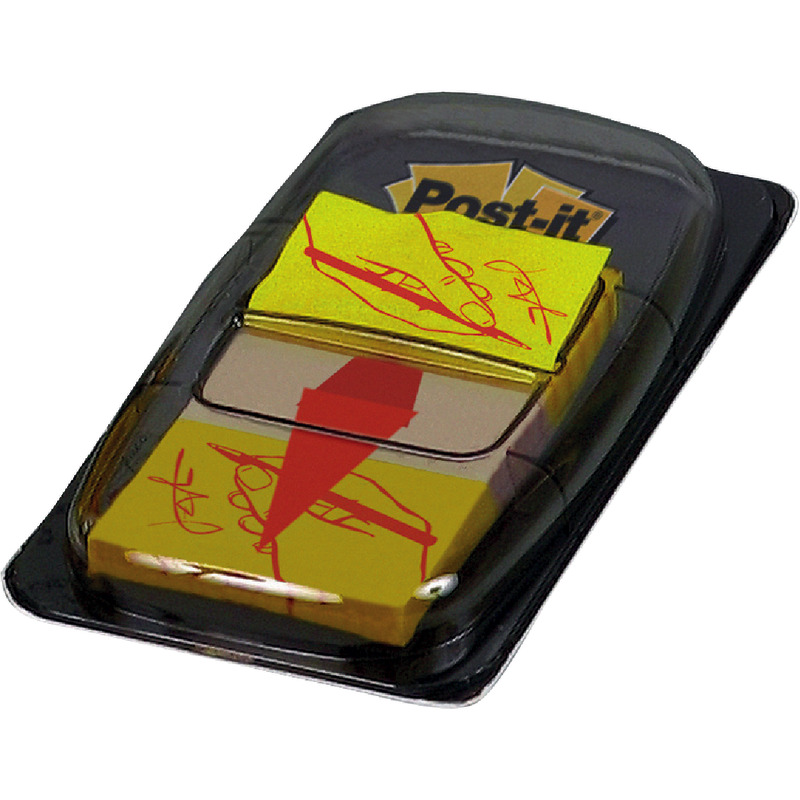 Post-it® Index Haftstreifen, Standard, Ausrufezeichen-Symbol, 25.4 mm x 43.2 mm, 50 Haftstreifen/Spender, 1 Spender/Packung - Unterschrift