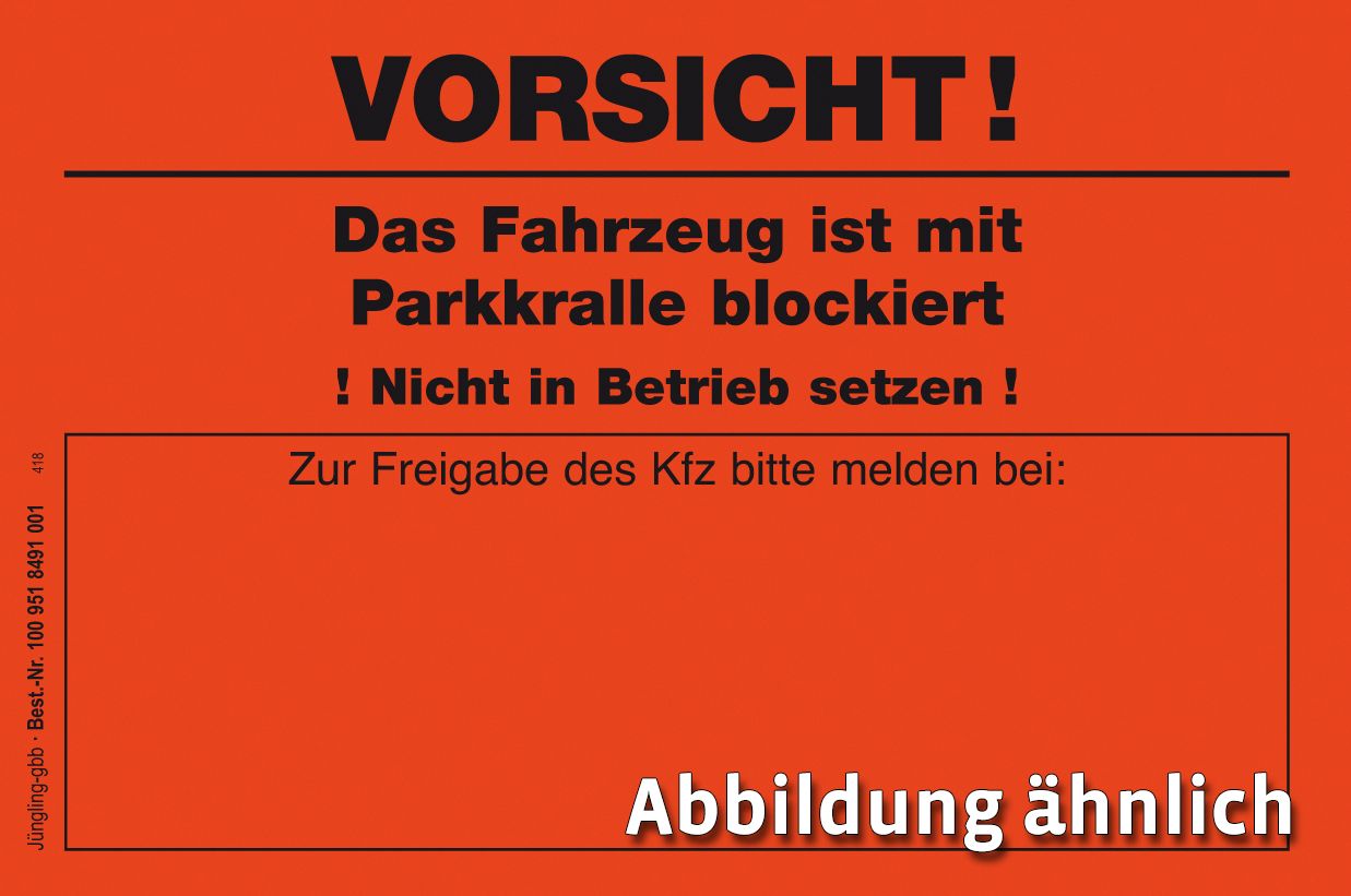 Aufkleber für Blockierung der Beifahrerseite, leuchtrot