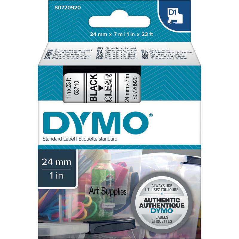 DYMO D1-Beschriftungsband 53710, 24 mm, schwarz/transparent