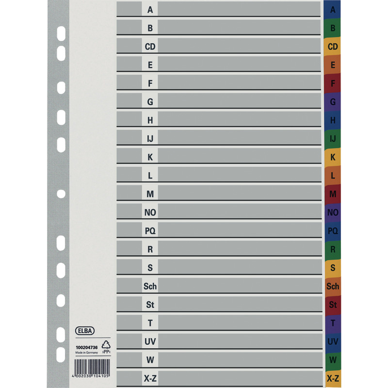 ELBA Farbige Kunststoff-Register, Taben A – Z - grau