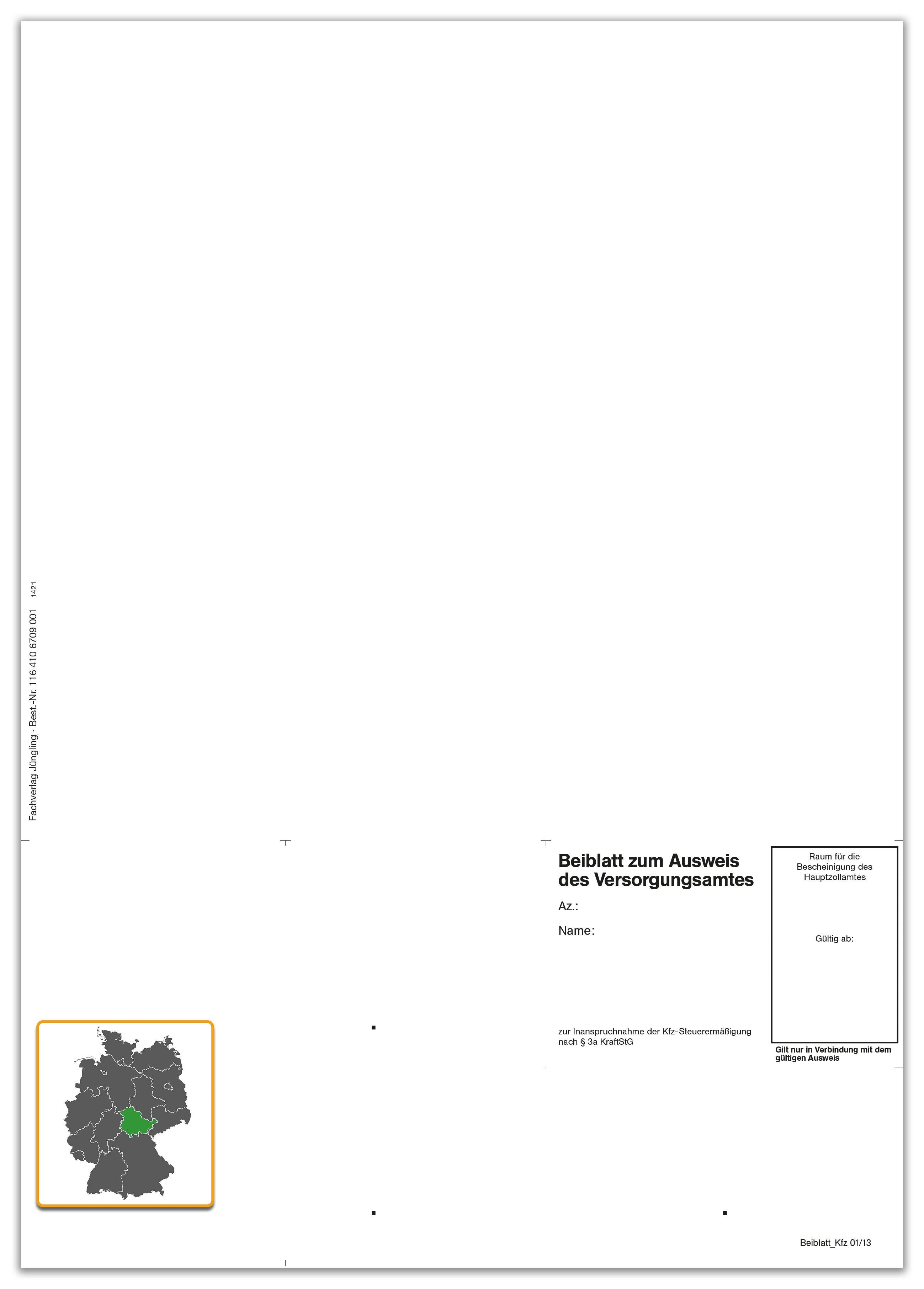 Beiblatt zum Ausweis des Versorgungsamtes Beiblatt zum Ausweis des Versorgungsamtes