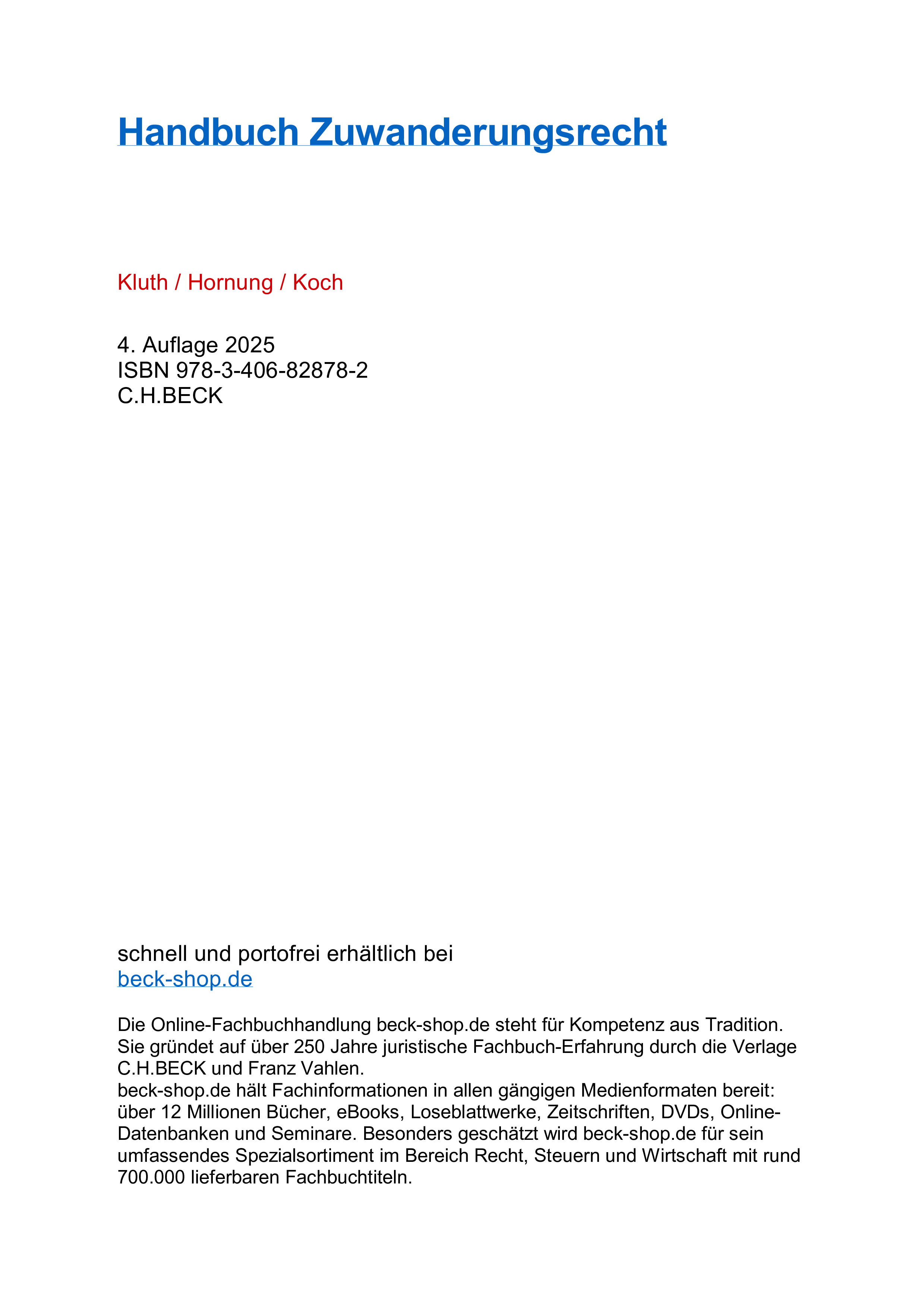 Handbuch Zuwanderungsrecht