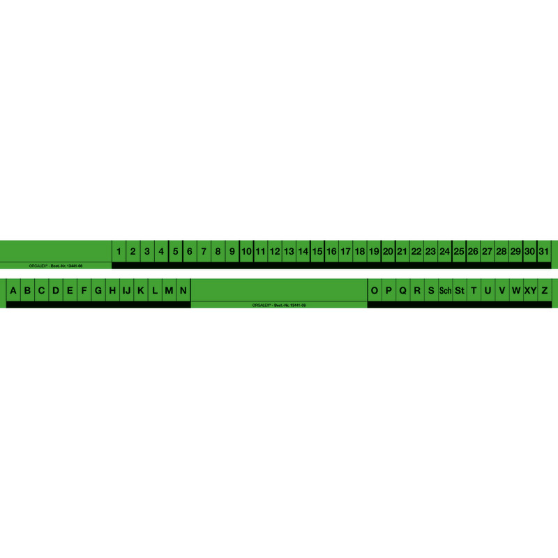 ORGALEX® Organisationsstreifen, Vorderseite: 1–31, Rückseite: A–Z - gelb