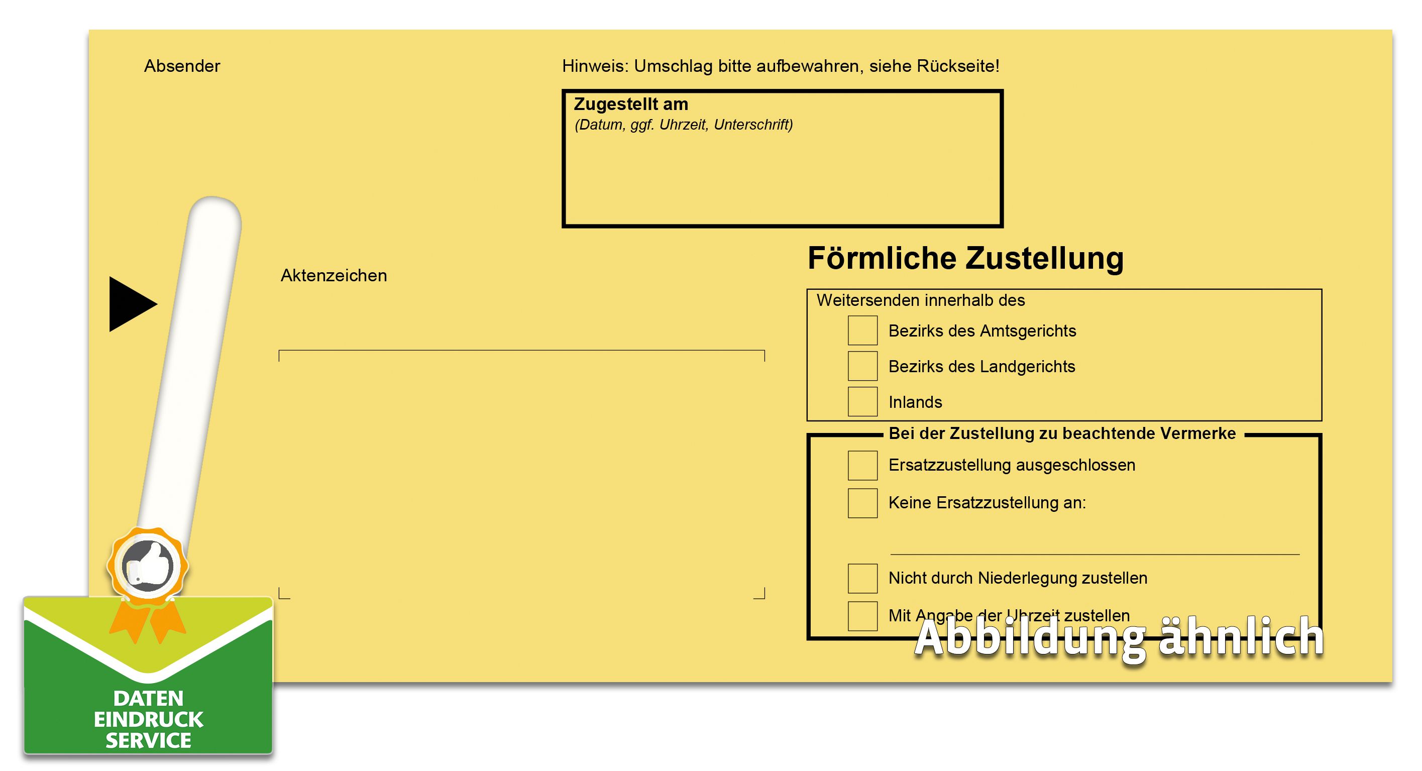 Förmliche Zustellung: Innerer Umschlag, ohne Fenster, haftklebend, mit Einsteckschlitz, 110 x 220