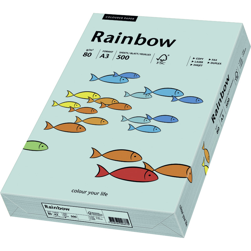 PAPYRUS  Kopierpapier Rainbow COLOURED PAPER, DIN A3, 80 g/m², Pack: 500 Blatt - hellblau