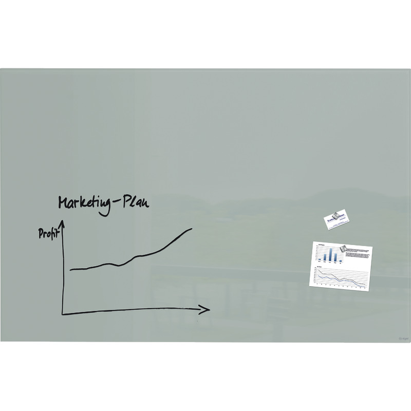 sigel Glas-Whiteboard artverum®, inkl. SuperDym-Magnete, 1.500 x 1.000 x 18 mm - grau