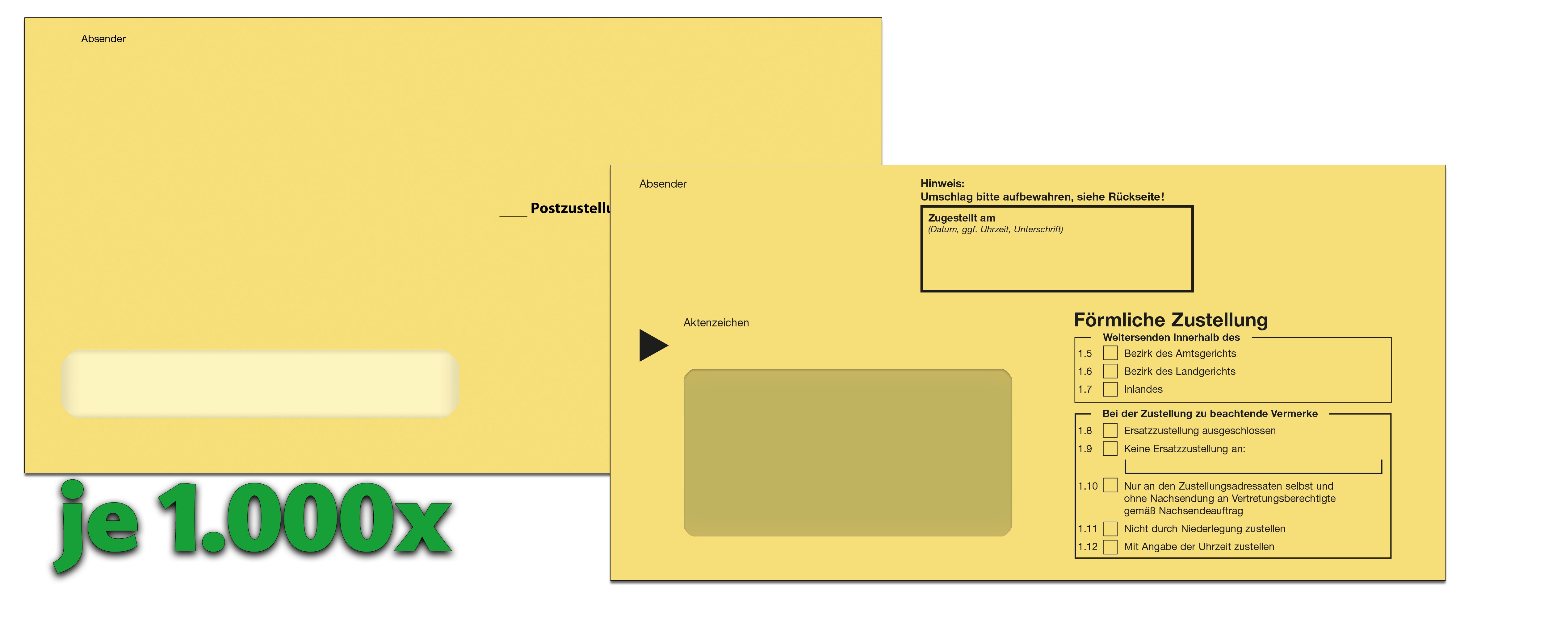Zustellungs-Paket für Gerichtsvollzieher und Behörden ohne PZU