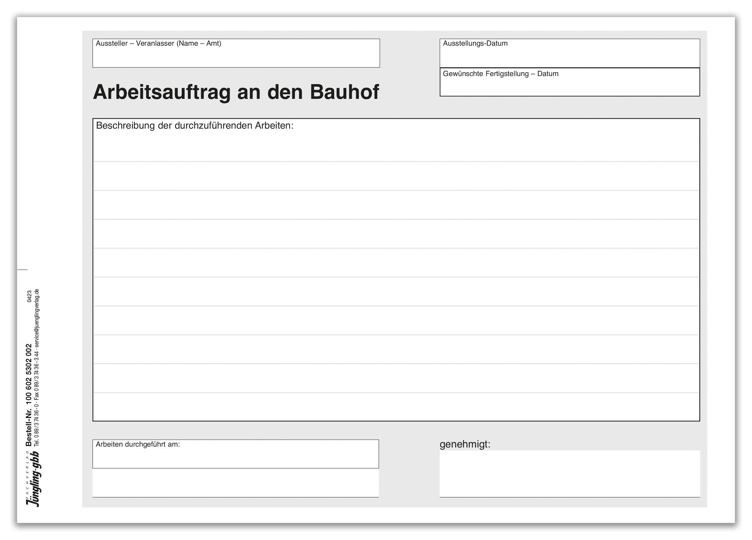Arbeitsauftrag an Bauhof