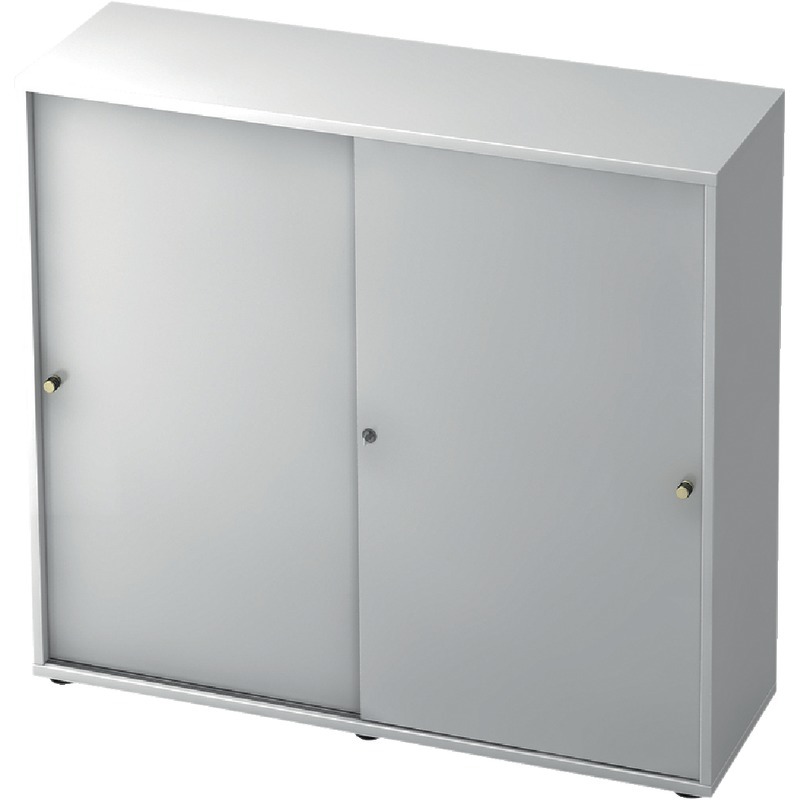 SoldanOffice Schiebetürenschrank PROFI, 3 Ordnerhöhen, B x H x T: 1.200 x 1.143 x 420 mm - weiß