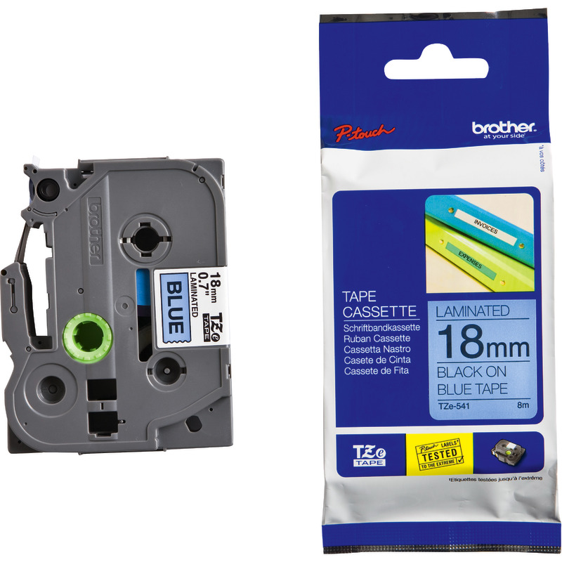 Brother TZE541 Schriftbandkassette, 18 mm, schwarz/blau