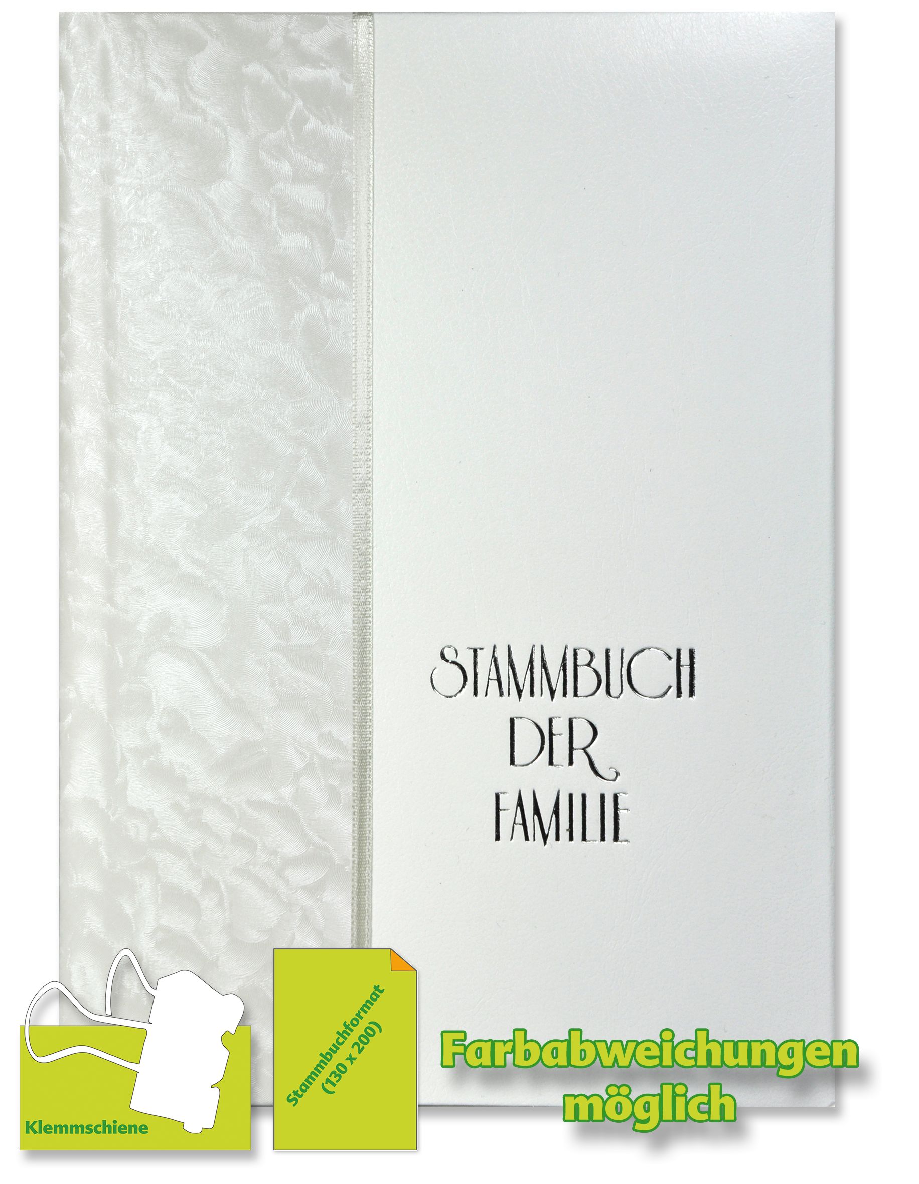 Stammbuch Cina mit Klemmschiene, weiß