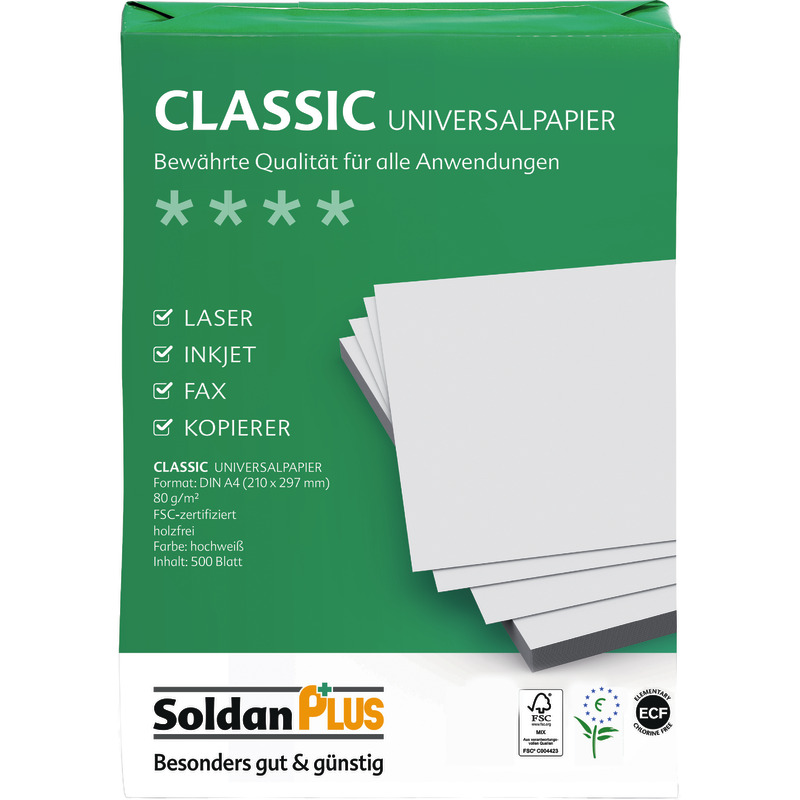 SoldanPlus Kopierpapier CLASSIC, DIN A4, 80 g/m², Pack: 500 Blatt