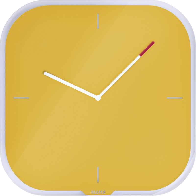 LEITZ Cosy Wanduhr aus Glas 300 x 300 mm - gelb LEITZ Cosy Wanduhr aus Glas 300 x 300 mm - gelb