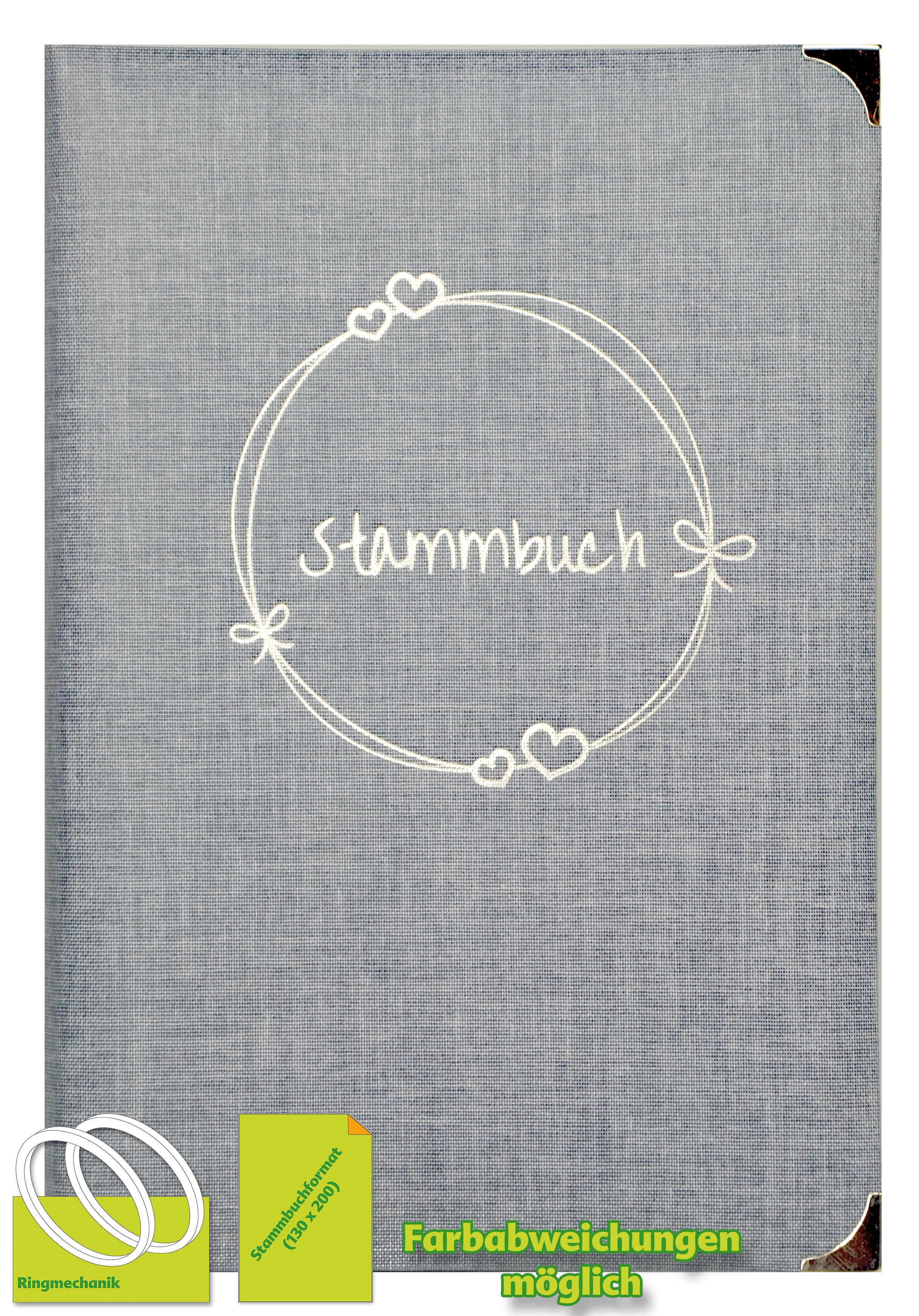 Stammbuch SIRI grau/silber mit Ringmechanik