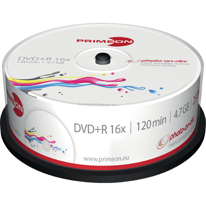 PRIMEON Bedruckbare DVD+R, 4, 7 GB, 25er Spindel