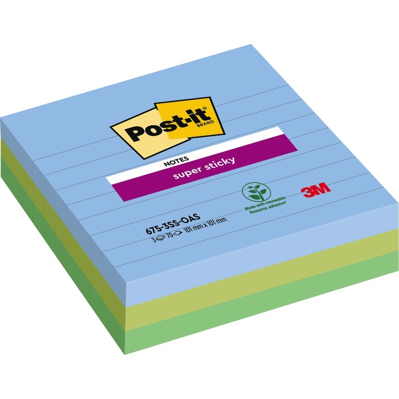 Post-it® Haftnotizen Super Sticky XXL Notes liniert, 101 x 101 mm - Oasis bunt