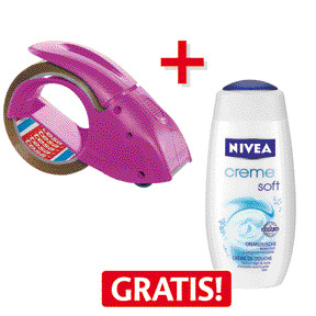 tesa Packbandabroller tesa® pack‘n‘go + Nivea Pflegedusche GRATIS - pink